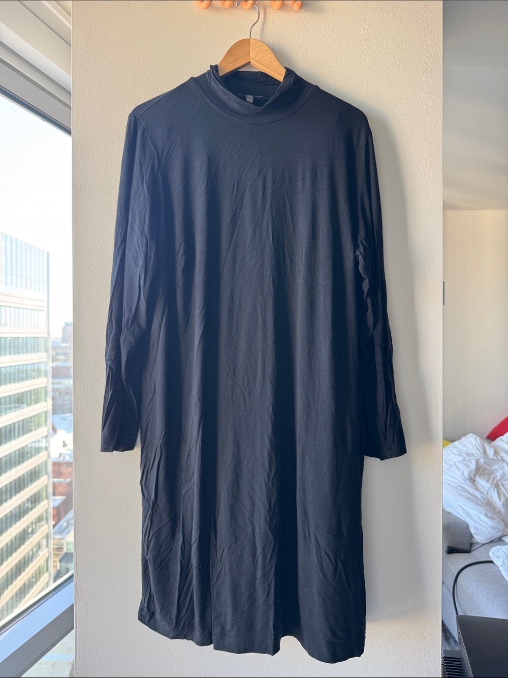 Eileen Fisher Black Long-Sleeve Mock Dress